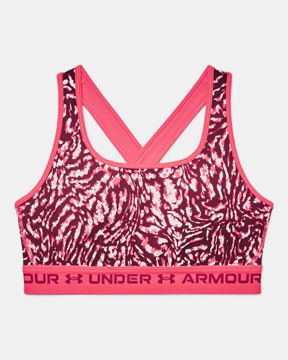 Soutien-gorge de sport imprimé à dos croisé et maintien modéré Armour® pour femmes, Pink, pdpMainDesktop image number 8